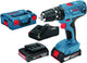 Bosch professional gsb 18v-21 accu klop- schroefboormachine 18v 2.0ah (2x) in l-case - 06019h1109