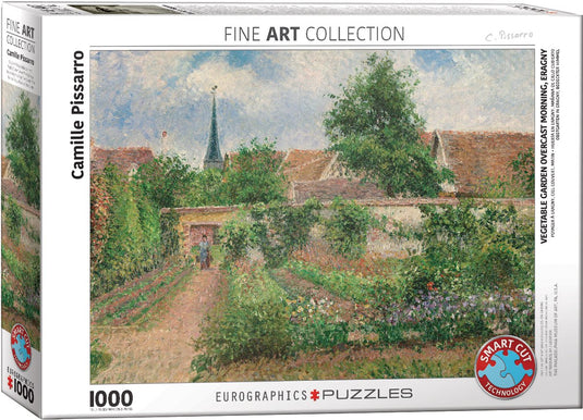 Eurographics - de moestuin in éragny, bewolkte ochtend [le potager à eragny, temps couvert, matin] - camille pissarro - 1000 stukjes 68×48cm (b×h) - fine art legpuzzel