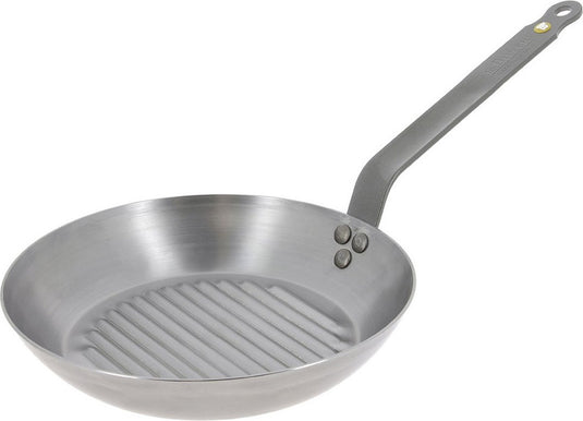 Debuyer de buyer mineral b grillpan 32 cm – ronde grillpan – plaatstaal – pfas-vrij – geschikt voor inductie – made in france