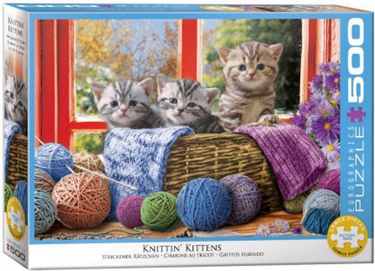 Eurographics - breiende kittens [knittin' kittens] - 500 xl stukjes 68×48cm (b×h) - familie legpuzzel