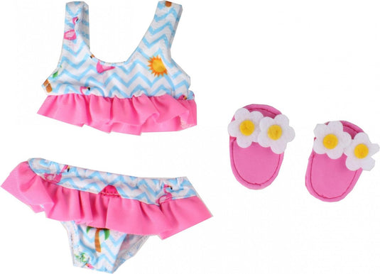 Heless poppen bikini met slippers flamingo, 28-35 cm