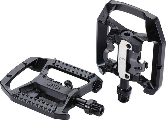 Bbb cycling mtb pedalen - dualchoice - combi fietspedalen: spd anti slip platform pedaal - spd pedalen inclusief schoenplaatjes - zwart - bpd-61