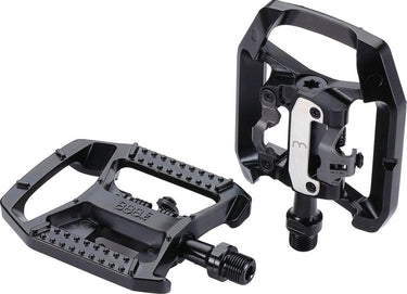 Bbb cycling mtb pedalen - dualchoice - combi fietspedalen: spd anti slip platform pedaal - spd pedalen inclusief schoenplaatjes - zwart - bpd-61