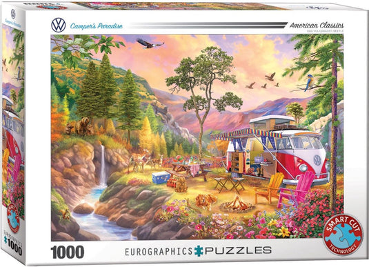 Eurographics volkswagen - kampeerdersparadijs [camper's paradise] - bigelow illustrations - 1000 stukjes 68×48cm (b×h) - legpuzzel