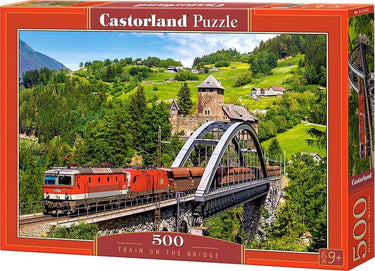 Castorland train on the bridge – puzzel – 500 stukjes – satijnen afwerking – perfecte pasvorm – europese kwaliteit