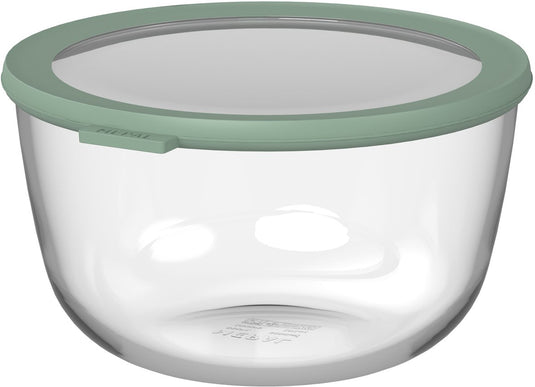Mepal glazen vershouddoos rond cirqula - 3000 ml - glazen vershoudbakjes - hittebestendig tot 550 °c. zonder deksel - meal prep bakjes - nordic sage