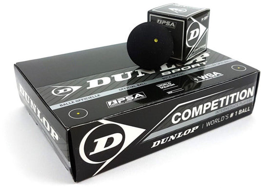 Dunlop competition squashballen gele stip - zwart - 12 stuks