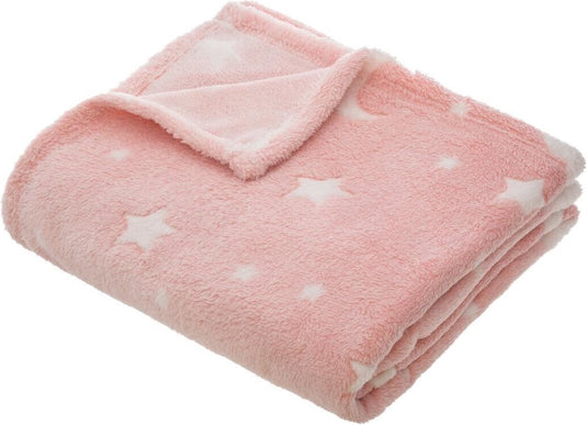 Atmosphera for kids babyroze dekentje met sterren (glow in the dark). 125x150cm