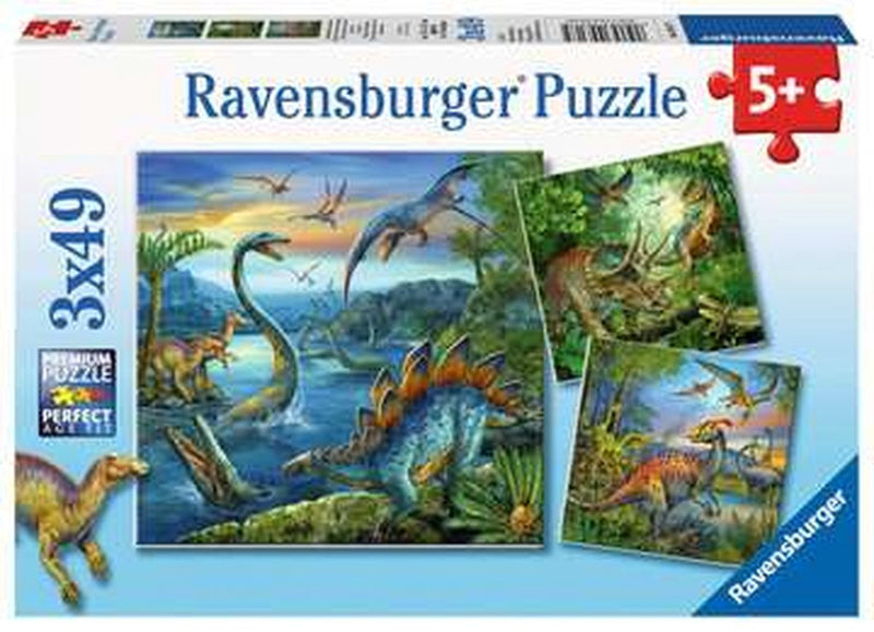 Load image into Gallery viewer, Ravensburger dinosauriërs puzzelset | 3 x 49 stukjes
