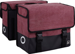 Willex dubbele fietstas - canvas - reflectie - 57 liter - universele bevestiging - purple red matt black