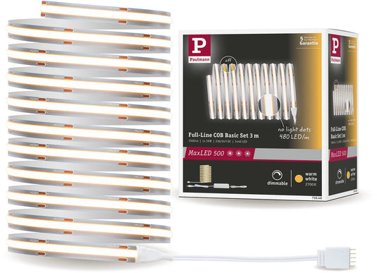 Paulmann maxled 500 led strip basisset cob 3m 2700k 19w 500lm m 2700k 36va