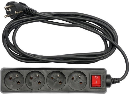 Vorel 72630 serie - geaarde stekkerdoos - 4 stopcontacten - 1,5m - zwart