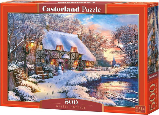 Castorland winter cottage – puzzel – 500 stukjes – satijnen afwerking – perfecte pasvorm – europese kwaliteit