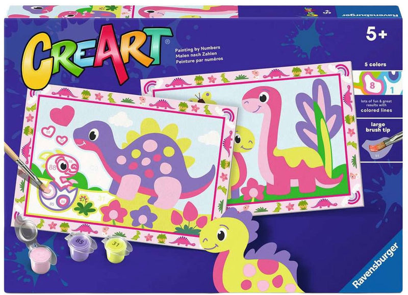 Load image into Gallery viewer, Ravensburger – creart: kleurrijke dino's – schilderen op nummer
