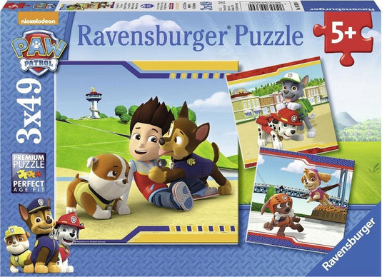 Ravensburger puzzel paw patrol: helden met vacht - 3x49 stukjes - kinderpuzzel