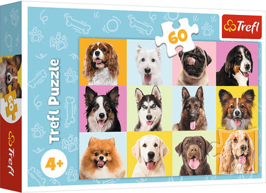 Trefl legpuzzel 60 stukjes - schattige honden - kleurrijk karton.