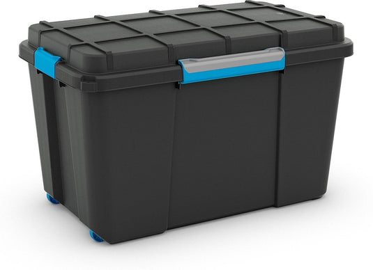 Kis scuba opbergbox xl- 110l - zwart blauwe clips