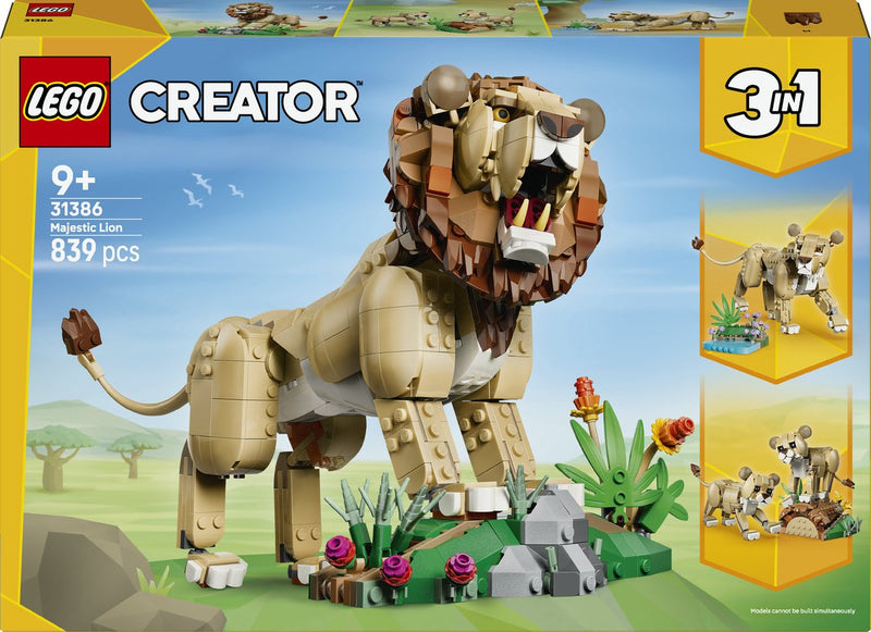 Afbeelding laden in galerijviewer, Lego creator 3in1 wilde dieren: majestueuze leeuw speelgoed voor kinderen met dieren figuren 31386
