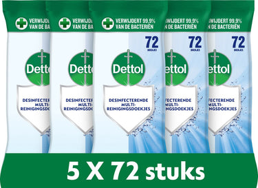 Dettol desinfecterende schoonmaakdoekjes - cleanser - 72 stuks - 5 stuks - voordeelverpakking