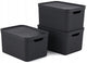 Rotho jive opbergboxen set van 3 opbergdozen 16 l met deksel, kunststof (pp gerecycled), zwart antraciet, 3x16 (35 x 25 x 20 cm)