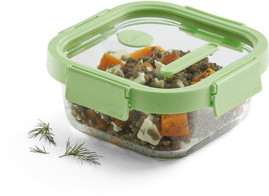 Lékué vershouddoos glas 800 ml - vierkant - green