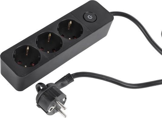 Q-link stekkerdoos - 3-voudig - met schakelaar - plat - 3 x 1.5 mmâ² - 1.5 m - pvc - zwart