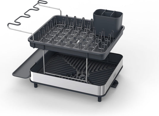 Joseph joseph excel 2-laags rvs afdruiprek – compact droogrek met glazenhouder bestekbak