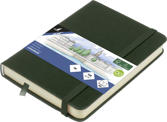 Kangaro schetsboek - a6 - forest green - pu-hardcover - met elastiek en leeslint - k-861218