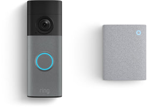 Ring battery video doorbell 2k met chime - speckled grey