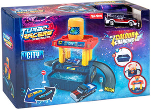 Lobbes turbo racers set carwash 24 dlg met auto en accesoires