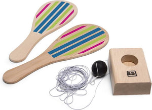 Bs toys tennis elastiek 35 x 14,5 cm hout naturel 3-delig
