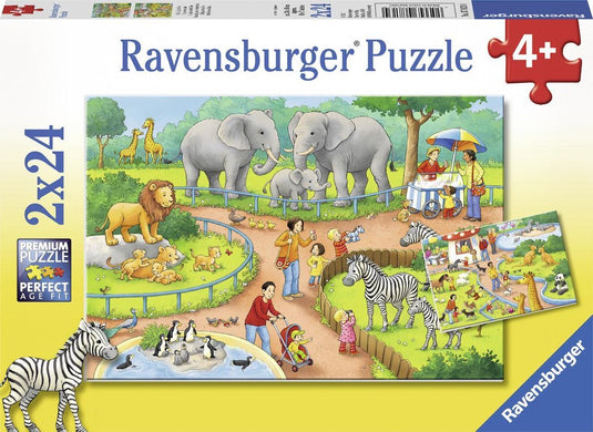 Ravensburger puzzel een dag in de dierentuin - 2x24 stukjes - kinderpuzzel