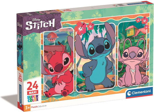 Clementoni legpuzzel super color maxi disney stitch, 24st.