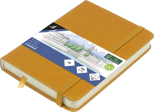 Kangaro schetsboek - a6 - okergeel - pu hardcover - met elastiek en lint - k-861211