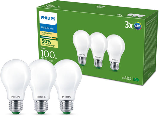 Philips filament bulb mat 100w a60 e27 x3