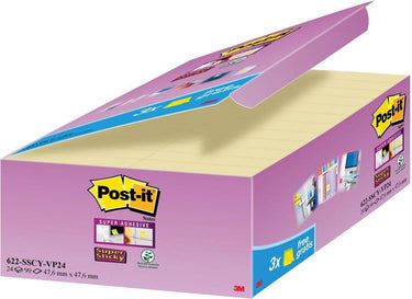 Post-it zelfklevende notes 24 x 90 vel 47.6 x 47.6 mm blanco kanariegeel