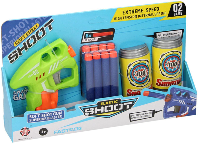 Load image into Gallery viewer, Lobbes pistool met foam pijltjes en blikjes targets
