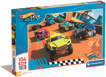 Clementoni legpuzzel super color maxi hot wheels, 104st.