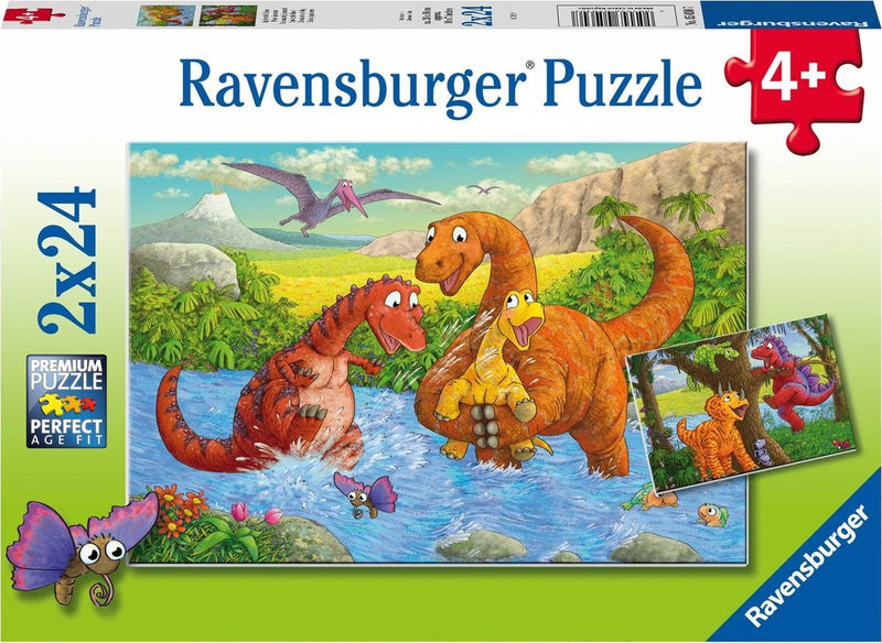 Load image into Gallery viewer, Ravensburger legpuzzel spelende dino's, 2x24st.
