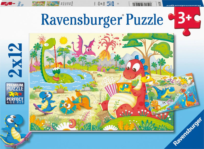 Load image into Gallery viewer, Ravensburger puzzel lievelingsdino's - twee puzzels - 12 stukjes - kinderpuzzel
