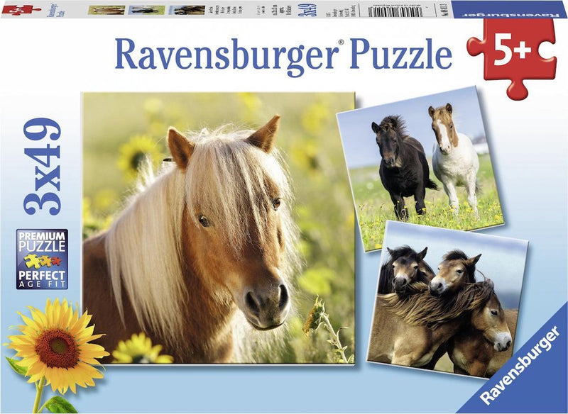 Load image into Gallery viewer, Ravensburger puzzel schattige pony's - 3x49 stukjes - kinderpuzzel
