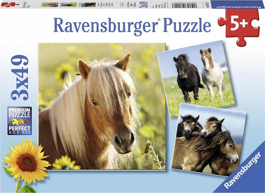 Ravensburger puzzel schattige pony's - 3x49 stukjes - kinderpuzzel