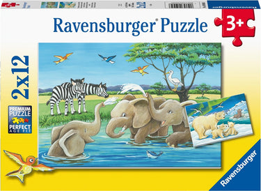 Ravensburger puzzel jonge dieren uit de hele wereld - 2 x 12 stukjes