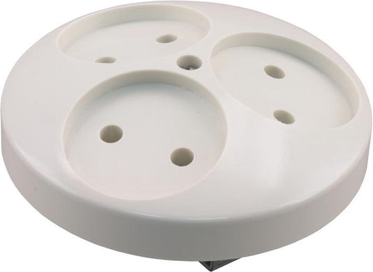 Uni inbouw stopcontact - 3-voudig - rond - polarwit