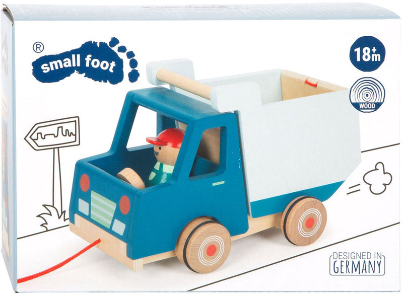 Load image into Gallery viewer, Small foot - houten trekfiguur kiepvrachtwagen
