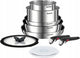 Tefal ingenio pannenset - 10-delig - 5 pannen- glas deksel - 2 handgrepen - rvs -