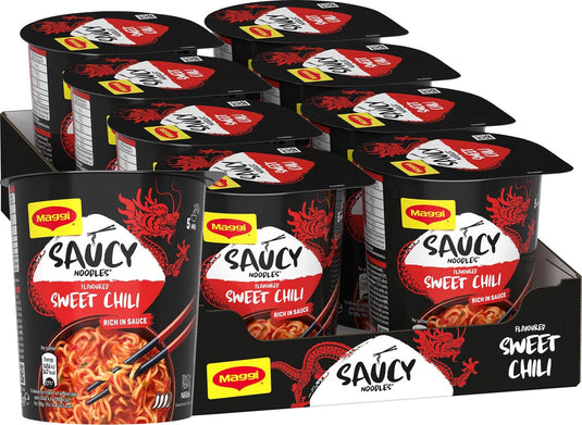 Maggi saucy noodles sweet chili - 8 stuks x 75g - voordeelverpakking