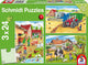 Schmidt spiele - puzzelset boerderij - 3 puzzels in 1 doos - thema gospodarstwo - kinderpuzzels