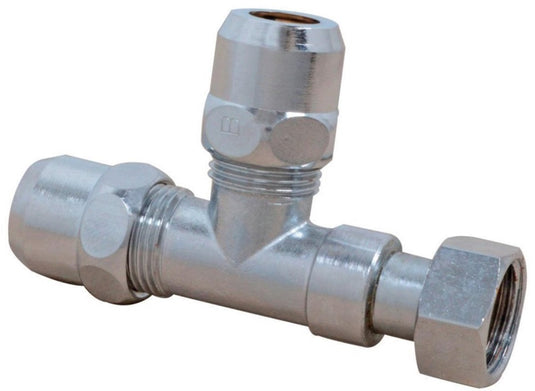 Kirchhoff ms knelfitting-t-stuk - chroom - 3 8 bi x 10 mmq x 10 mmq