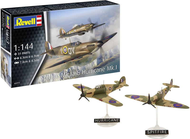 Load image into Gallery viewer, Revell modelbouwpakket - spitfire mk.1a hurricane mk.1 1:144 - 31dlg.

